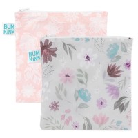 Bumkins 防水袋/零食袋 2个装 18cm x18cm - Floral & Lace